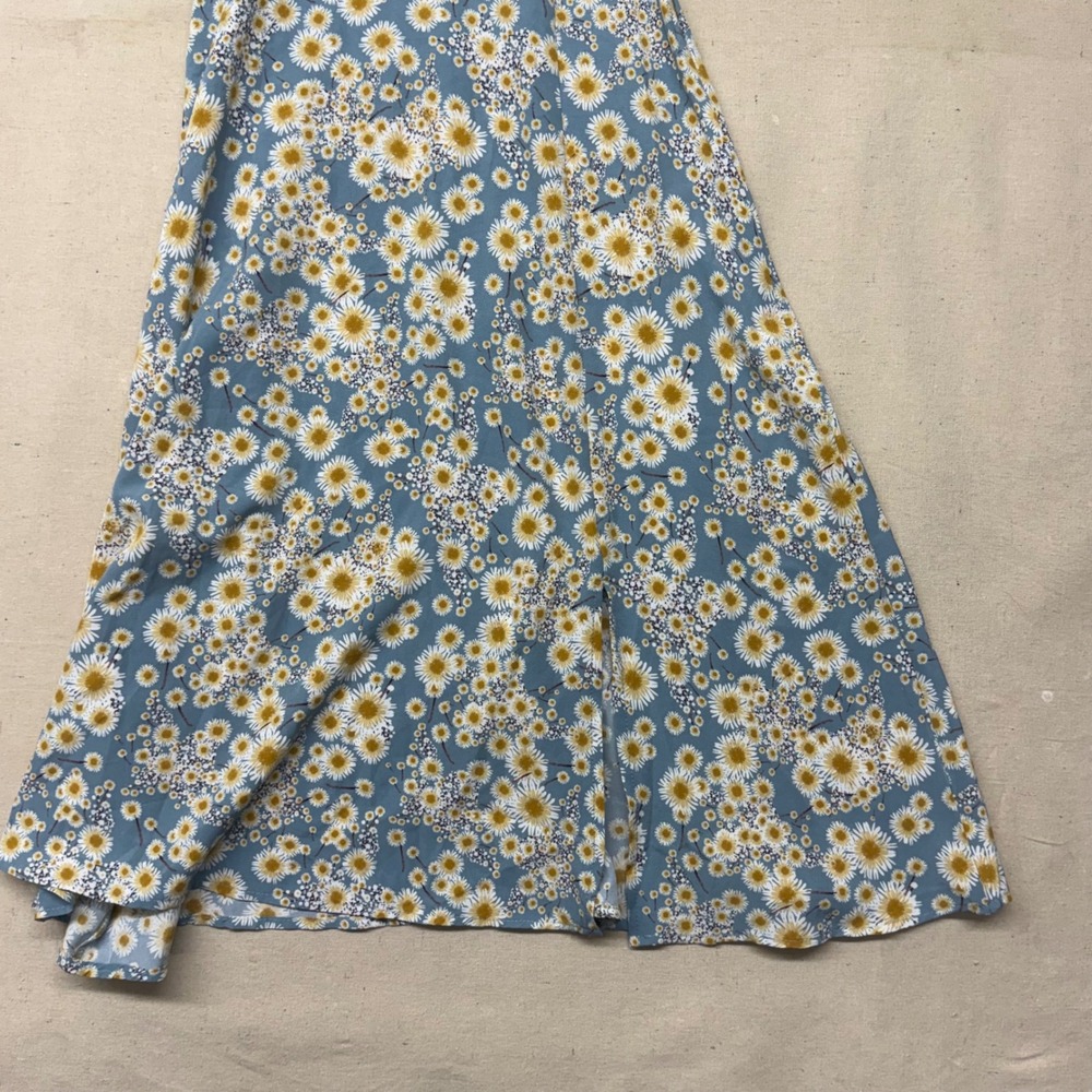 Nnine Womens Blue Floral Daisy Print Puff Sleeve Midi Dress Size M Sweetheart - Picture 7 of 14